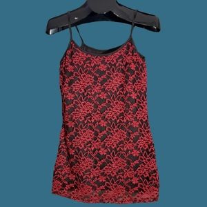 Alloy Apparel Red & Black Lace Two Layered Tank